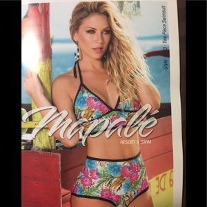 Pink and black bikini